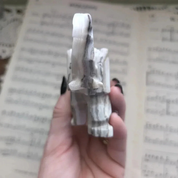 Gray Marble Elephant Sculpture - Picture 6 of 10